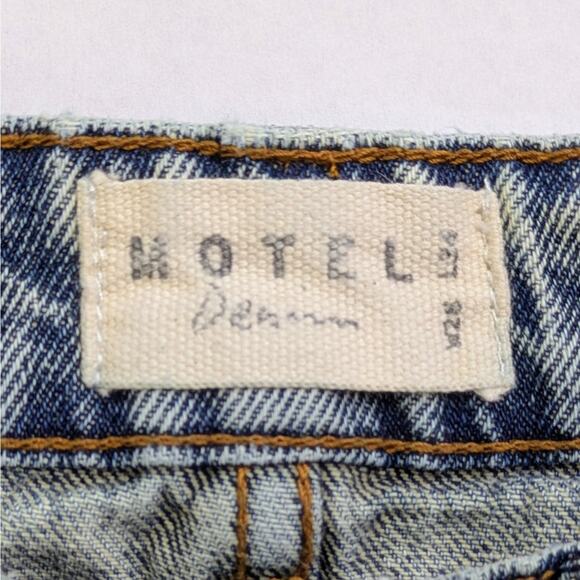 Motel Denim Jeans Womens W 28 L 34 Blue Wide Leg 100% Cotton Low Rise Rigid - Picture 2 of 11